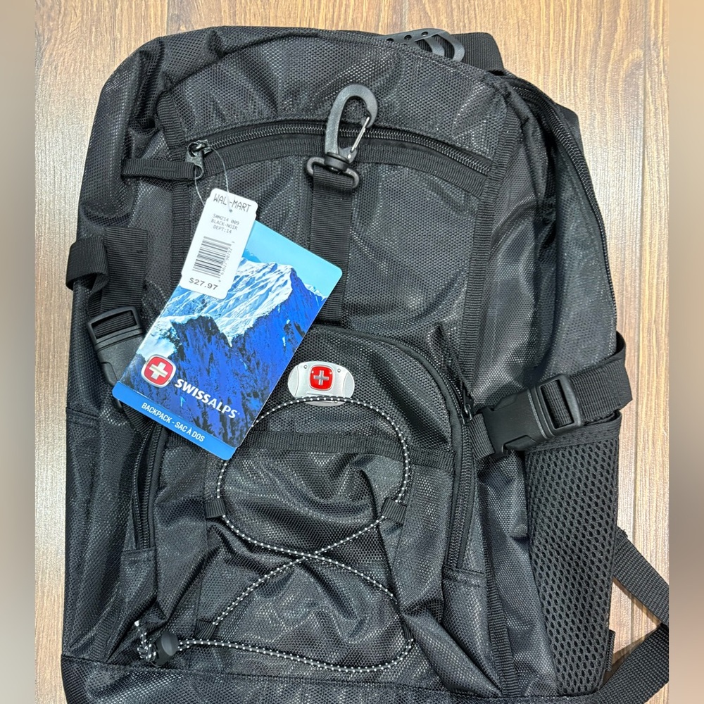 Swissalps Black Travel Backpack with Front Bungee